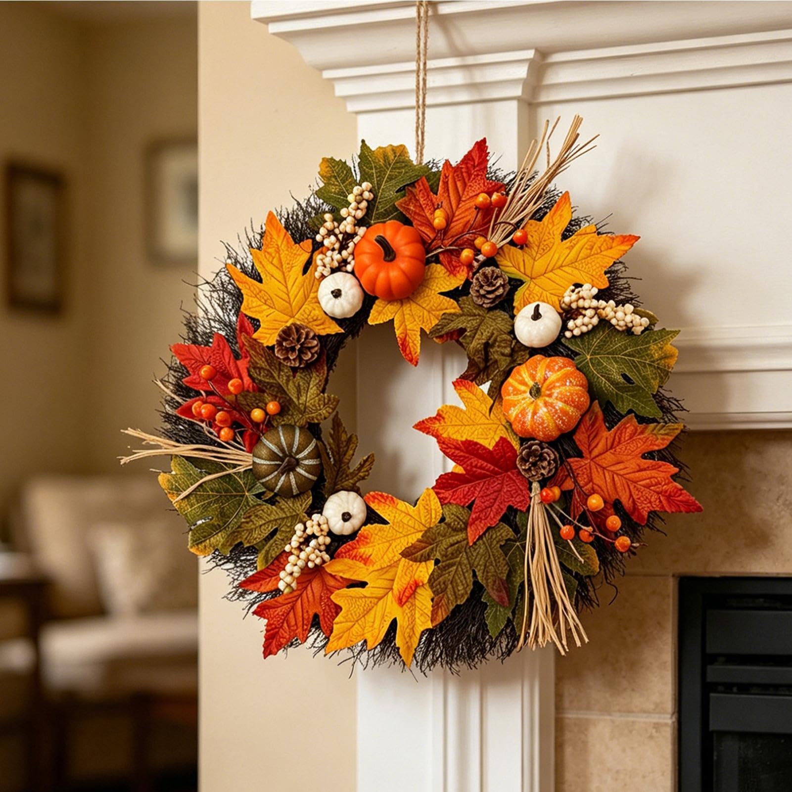 Ghirlanda autunnale per la porta di casa, ghirlanda di decorativa