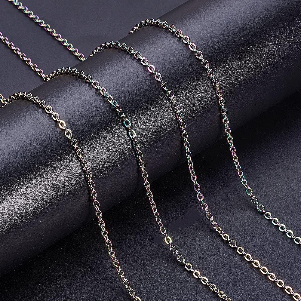 Pandahall 32.8 Feet Stainless Steel Curb Chain Rainbow Color Soldered Flat Oval Cross Cable Necklace Chain Link with Spool 3x2.5mm for Bracelet Earring Jewelry Making - Image 6