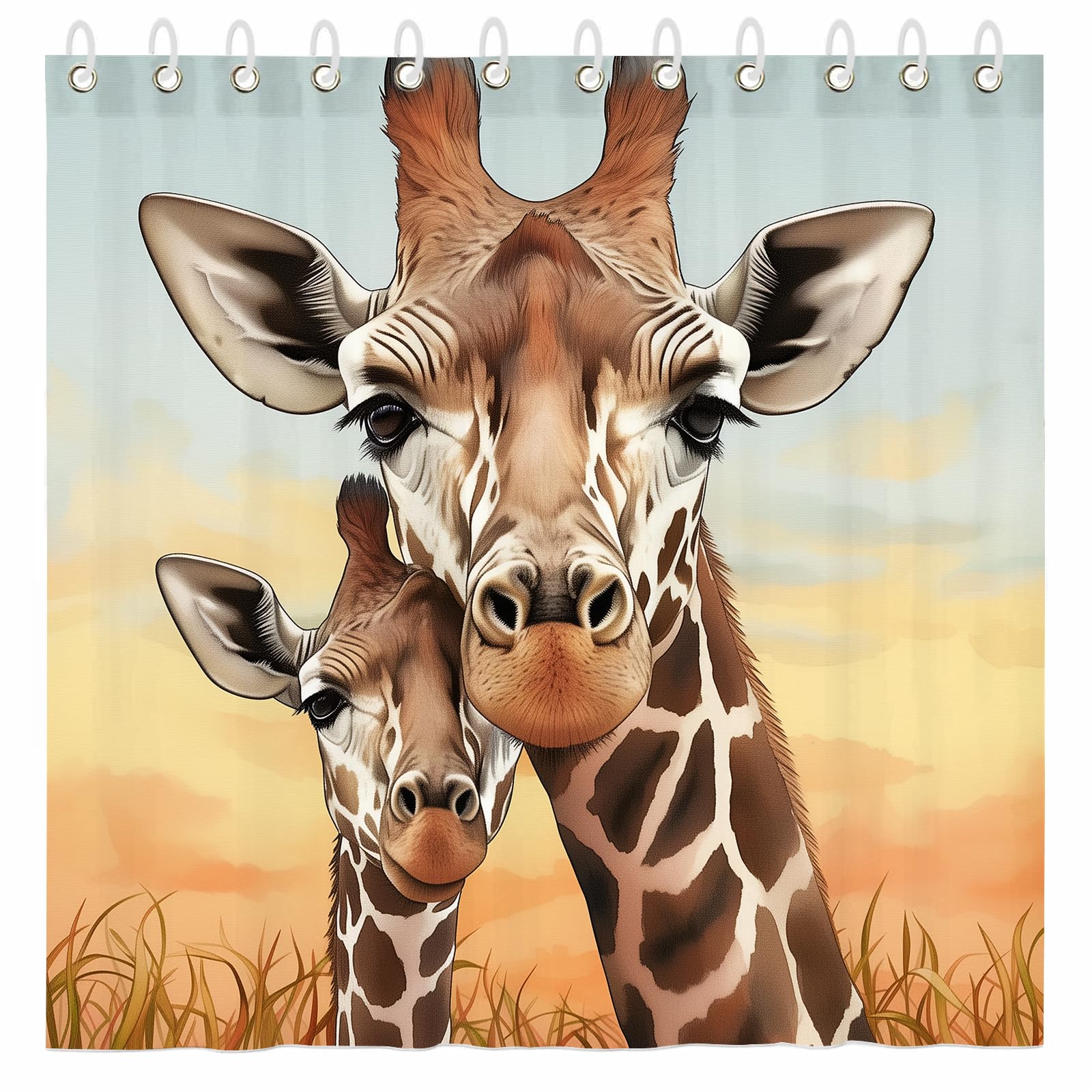 18TH CROZY Cute Giraffe Shower Curtain for Bathroom Funny Kids Zoo Safari Animal Printed Waterproof Fabric Shower Curtain for Bathroom Home Decoration Shower Curtain Set for Bathroom 70 x 70 Inch