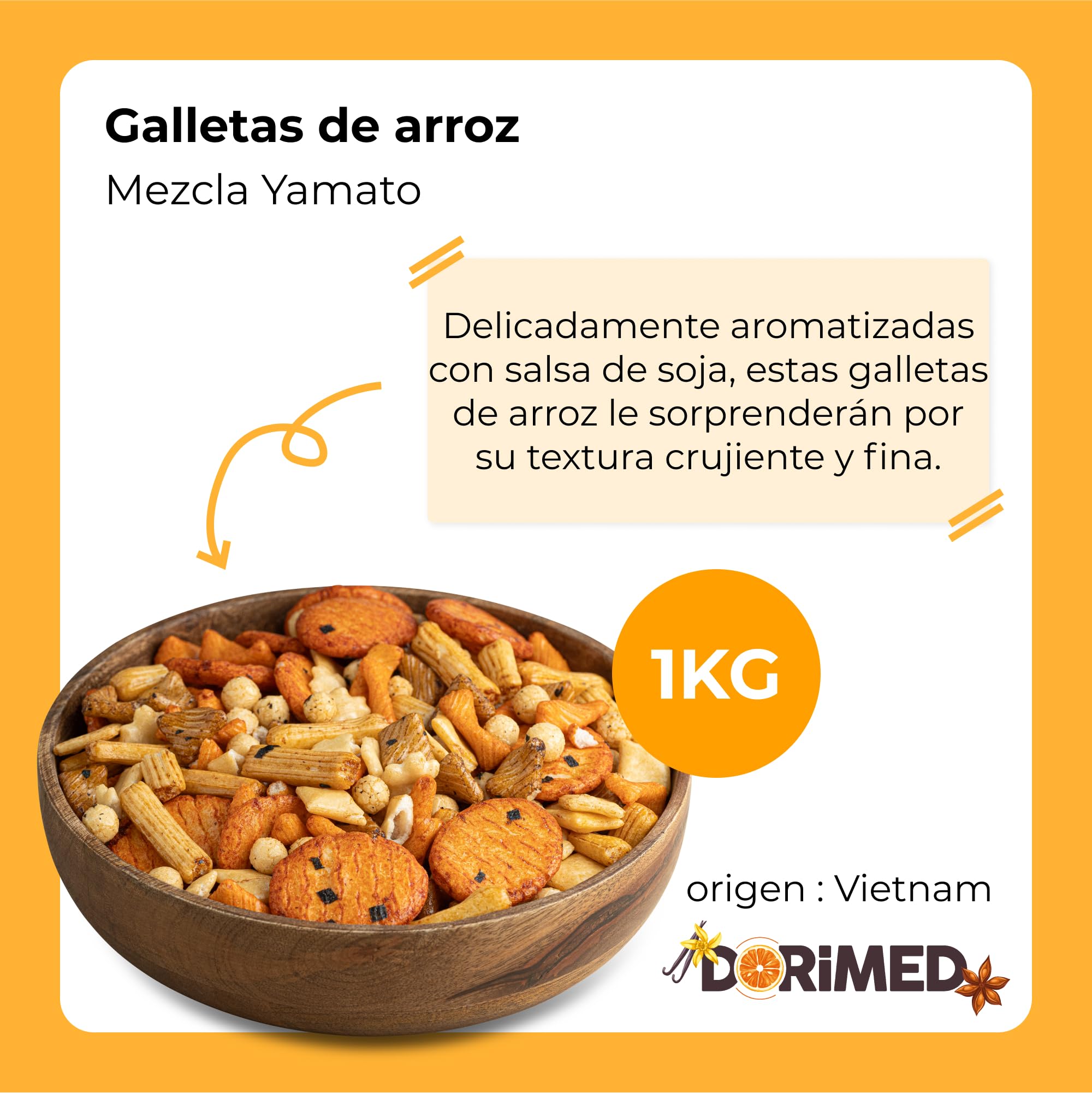 Palitos de Arroz Frito Yamato 1 kg Aperitivo Mix Salados Asiático Arroz Tapioca Chili