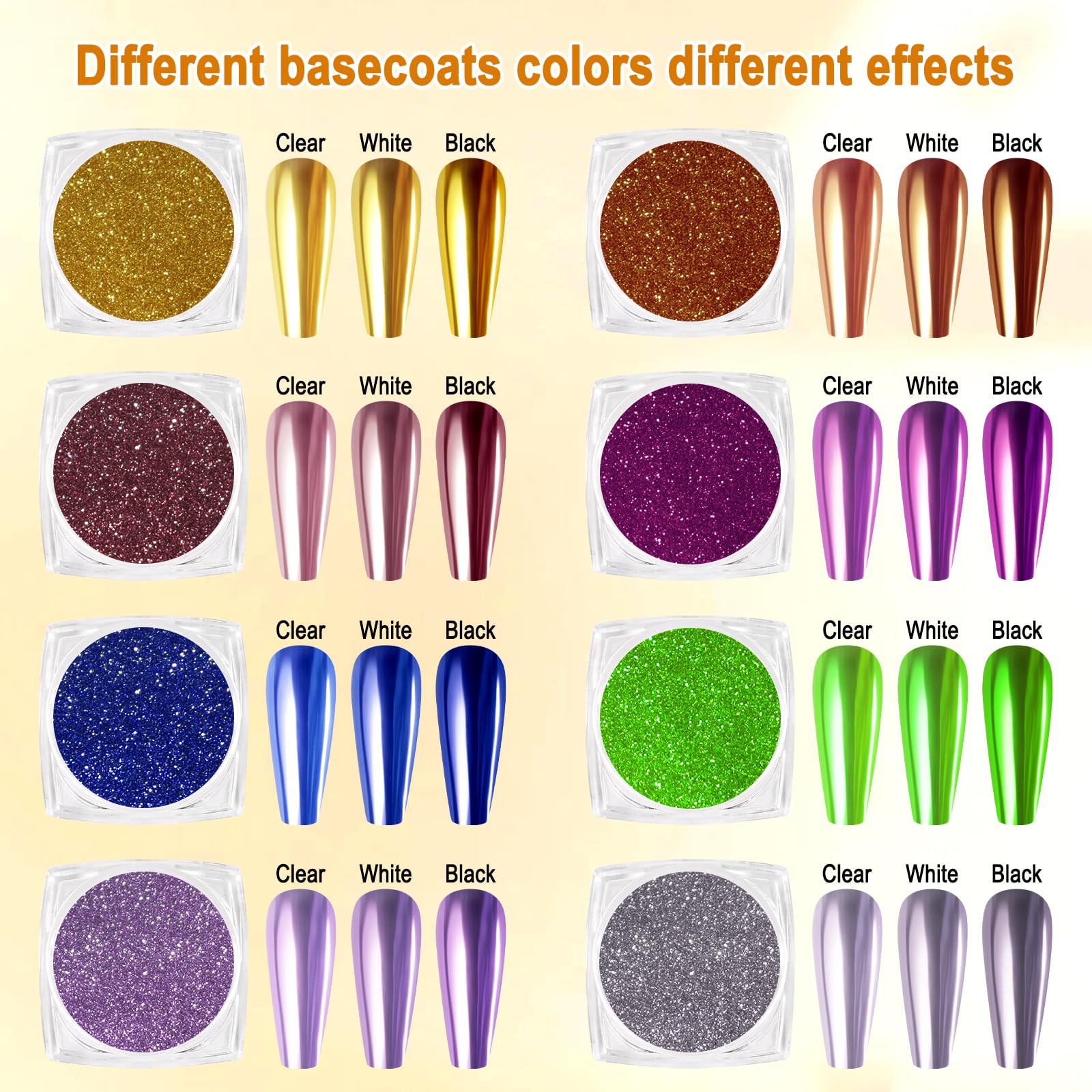 SIUSIO 16 Jars Chrome Nail Powder Nail Art Glitter Decoration Metallic Mirror Effect Holographic Aurora Chameleon Pigment Powder Kit 0.35g/Jar Pearl for Resin Craft & Nail Art - Image 4