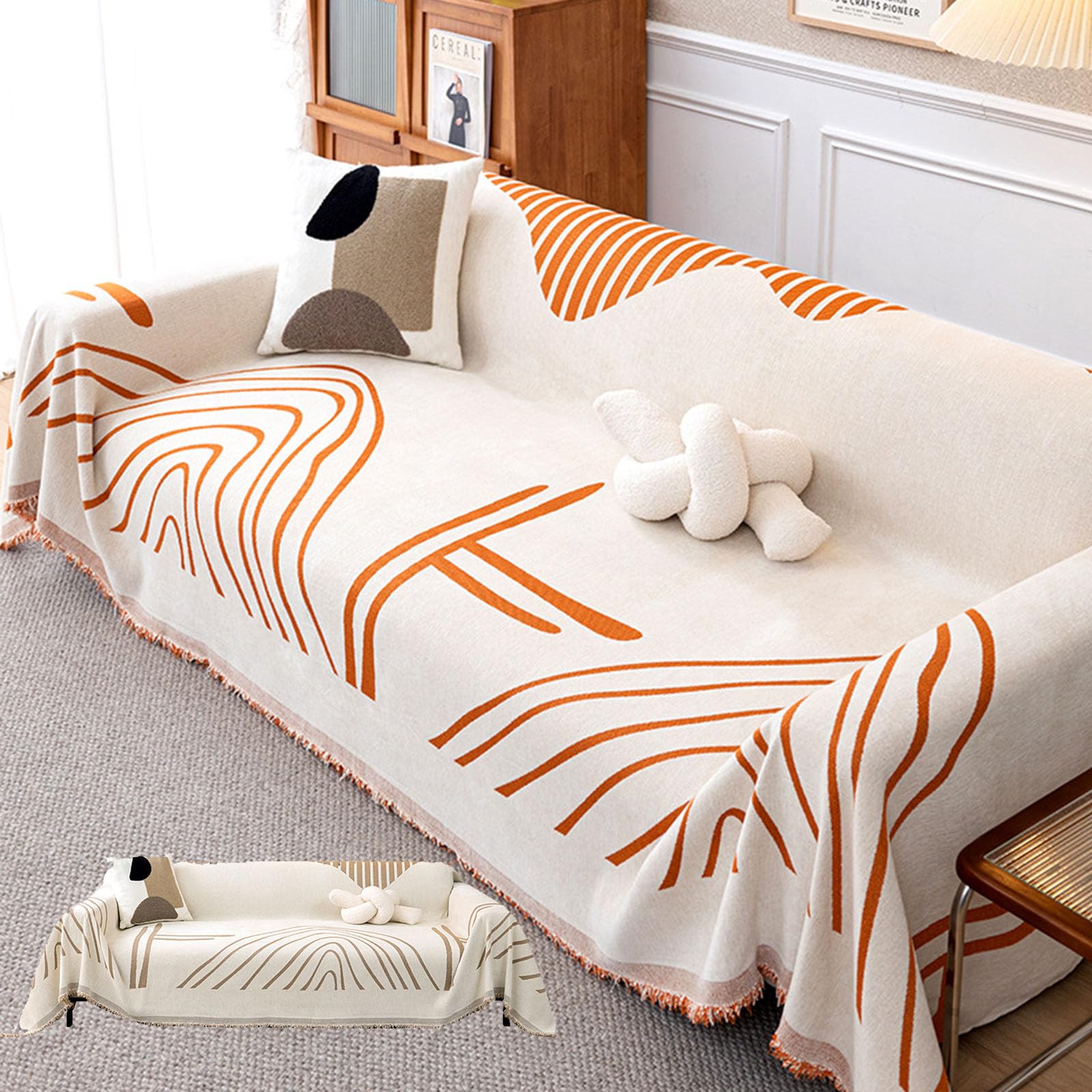 Couverture chenille lavable et réversible pour protéger le canapé