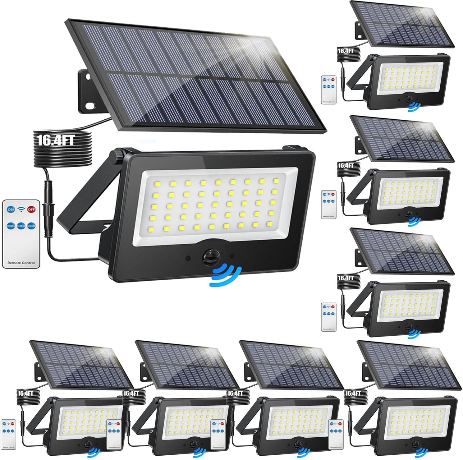 8 Pack Solar Outdoor LED Wall Lights,20W Motion Sensor Security Lights with 3 Lighting Modes Cordless LED Flood Light Solar Wall Lights Waterproof Solar Powered Lights for Wall Garden Garage