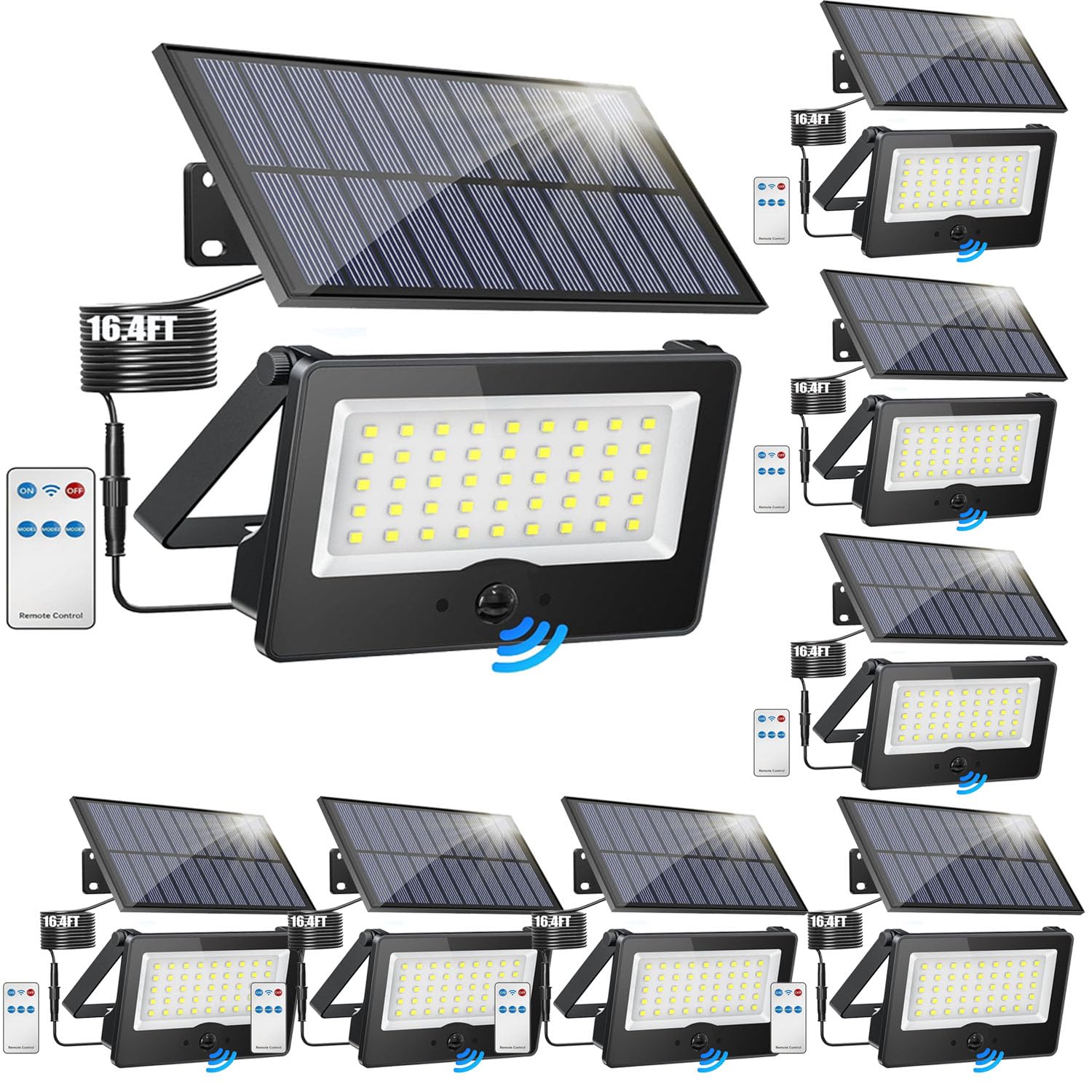 8 Pack Solar Outdoor LED Wall Lights,20W Motion Sensor Security Lights with 3 Lighting Modes Cordless LED Flood Light Solar Wall Lights Waterproof Solar Powered Lights for Wall Garden Garage