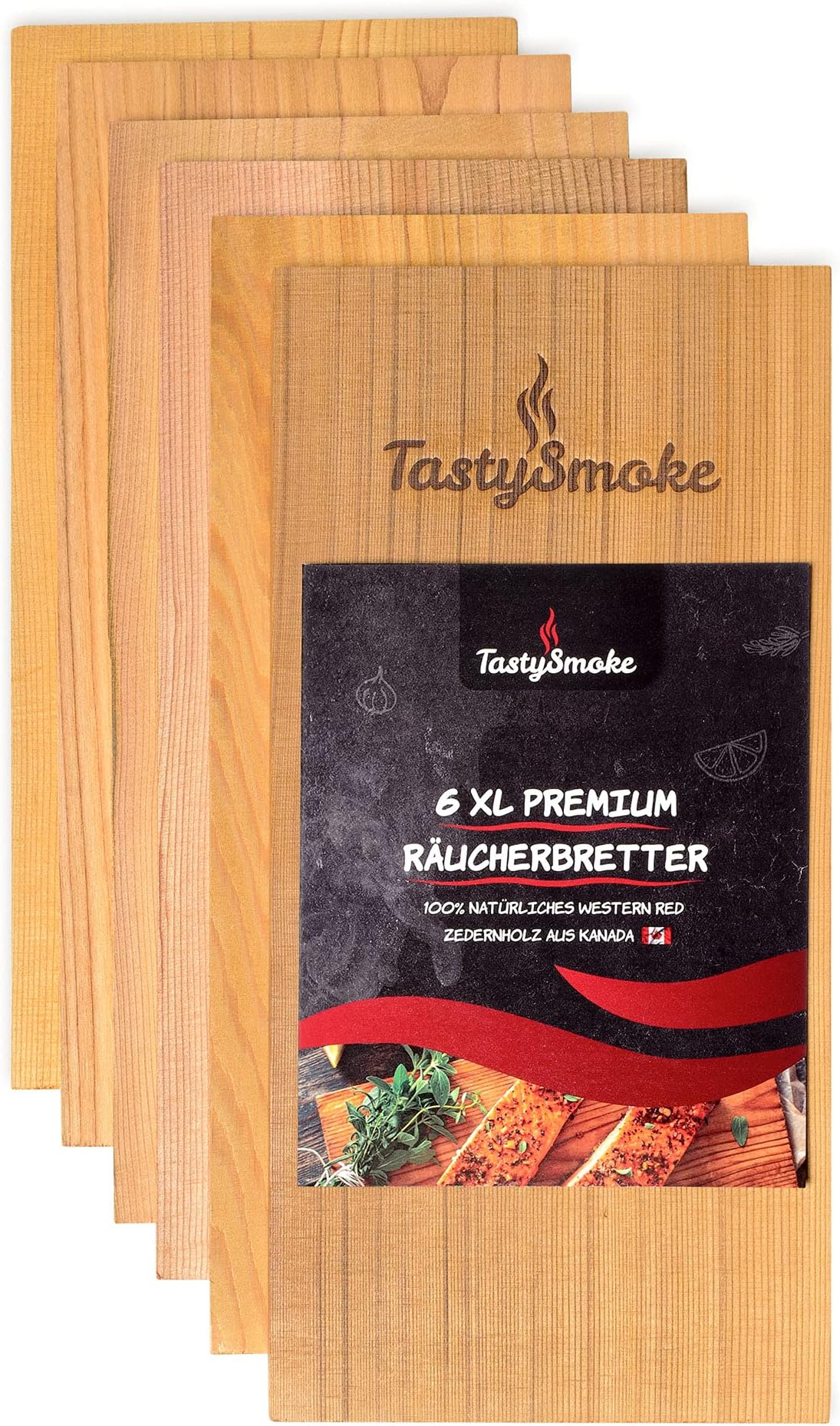 Räucherbrett Zedernholz AufuN Premium Grillplanken, 6er Set Zedernholzbretter Zum Grillen, XL Holzplanken Zum Grillen
