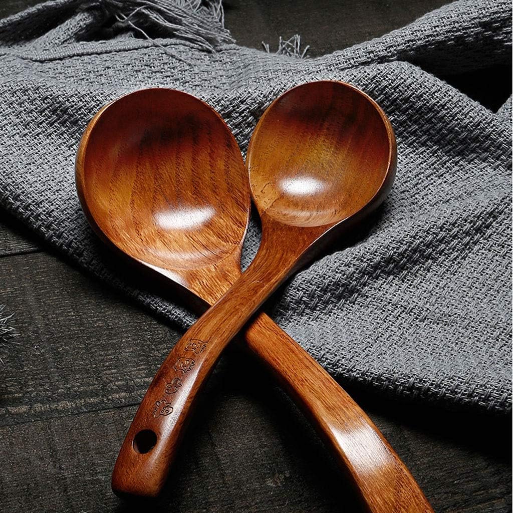 Tablespoons Long Handle Wooden Spoon Large Korean Style Porridge Wooden Spoon Serving Spoon (Color : 4 pack)