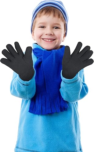 Miniatura 5 de SATINIOR 3 pares de guantes de invierno de forro polar para niños y niñas, guantes cálidos para niños y niñas, suministros de actividades al aire