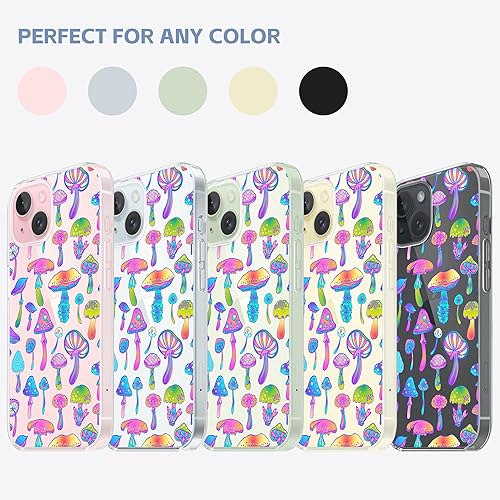 Miniatura 6 de Funda diseñada para iPhone 15 Plus, diseño de hongos psicodélicos mágicos, funda transparente de hongos coloridos hippies para iPhone 15 Plus, a