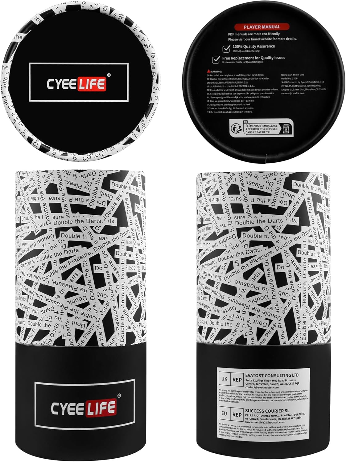 Cyeelife Dart Throw Line packaging, a cylindrical container with brand logo and product information.