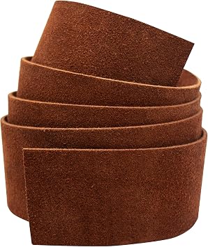 Realeather Suede Leather Strip for Crafting, 1.5" x 42" 3-4oz, Medium Brown