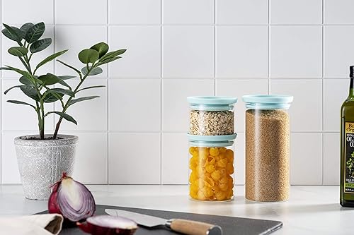 Miniatura 4 de Godinger Contenedores de almacenamiento de alimentos, tarros de vidrio apilables para organización, mezclados, juego de 3