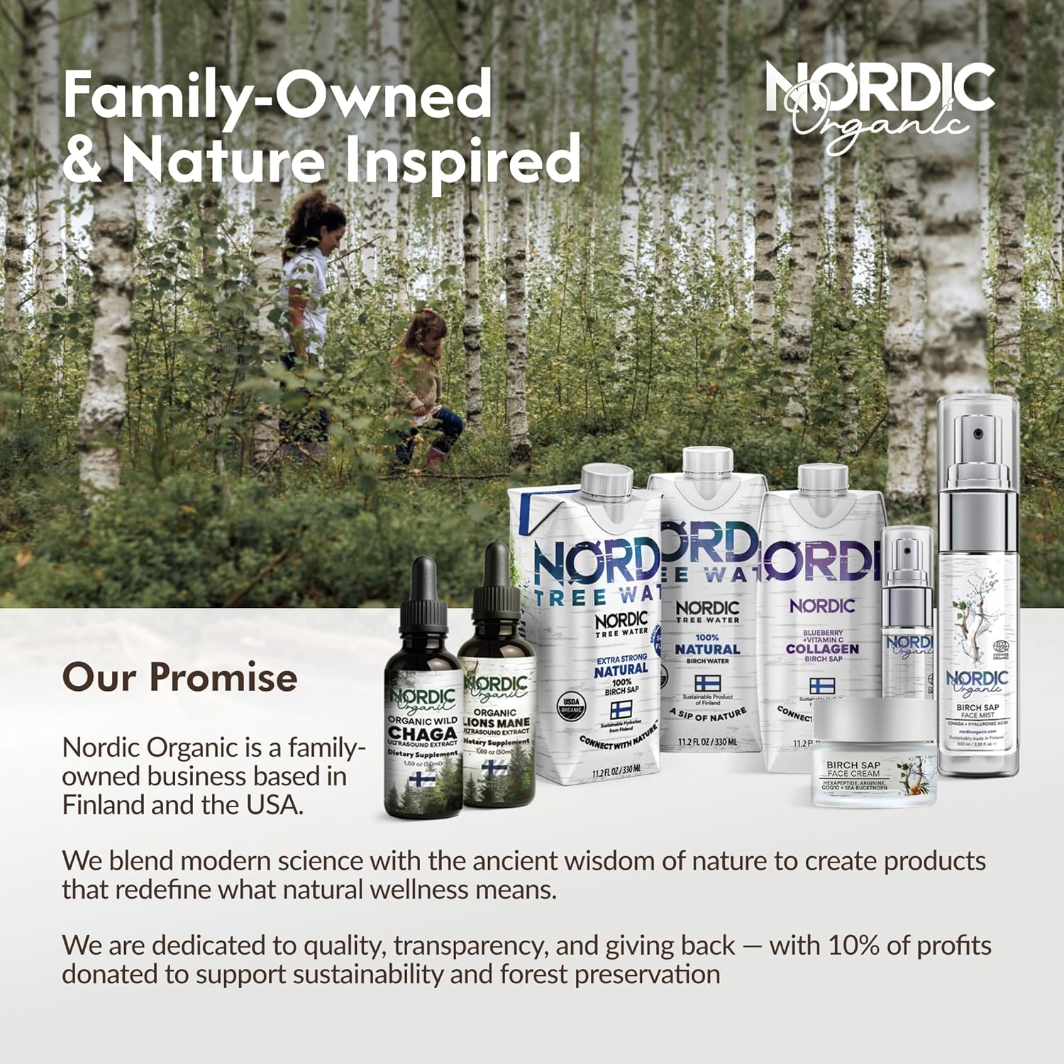 Chaga Organic Mushroom Extract - Next-Gen Ultrasound Extraction, Wild Harvested in Arctic Finland, 100% Fruiting Body, Ultra Potent Tincture for Immune, DNA & Gut Health Support, USDA Certified, 50ml