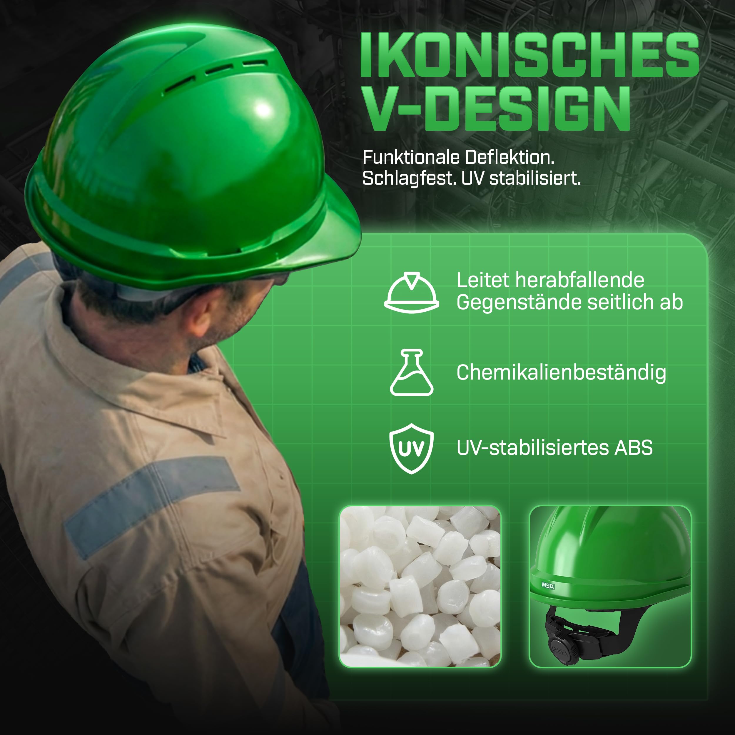 MSA V-Gard 500 - Casco protettivo con ventilazione per cantieri e industriali, comodo casco secondo DIN EN 397 per il lavoro