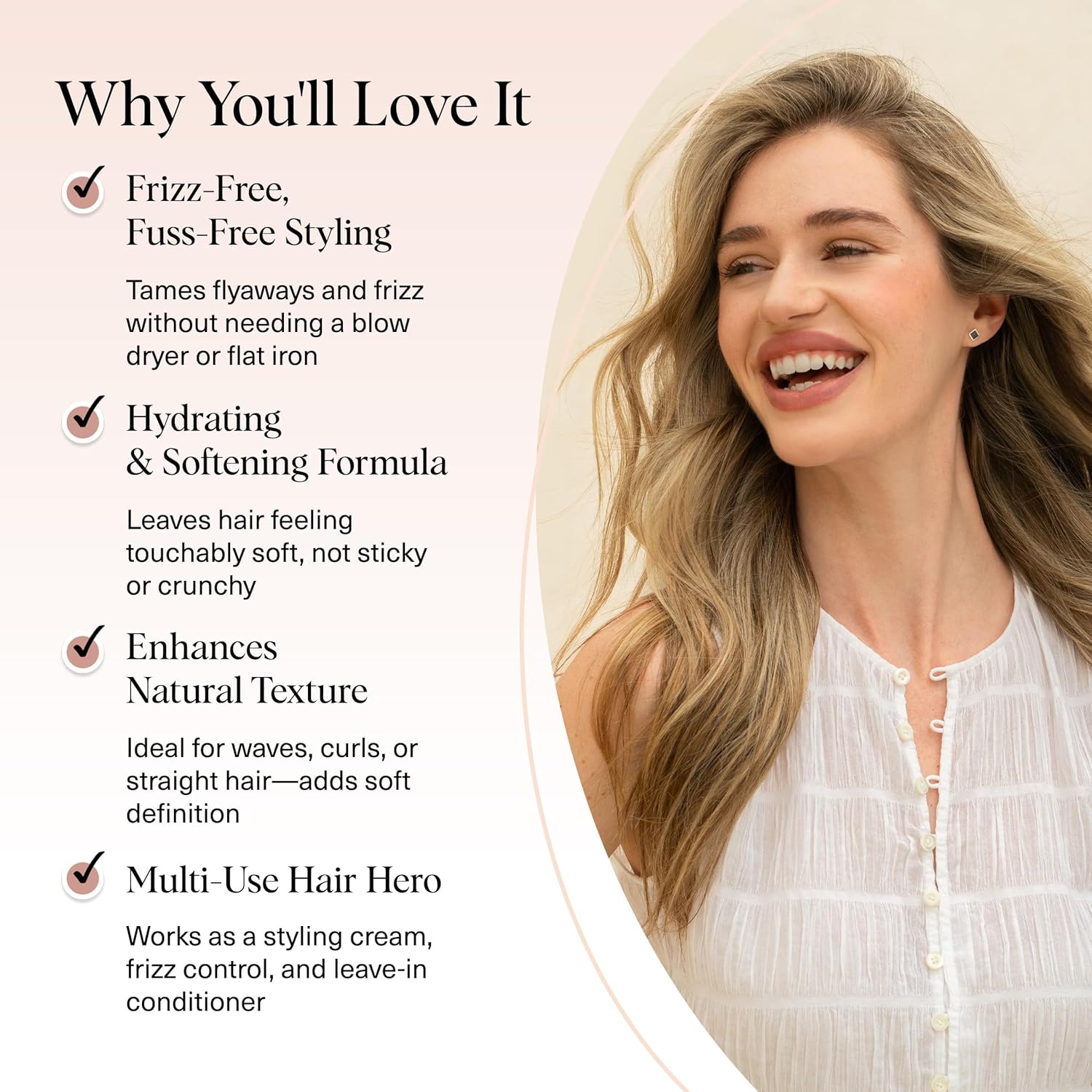 Kitsch Smoothing Air Dry Cream for Hair – Frizz Control Hair Care Product with Castor Oil & Coconut Oil – Weightless Styling Cream - Enhances Natural Texture Appearance | Ideal Gifts for Women – 5 oz - Image 3