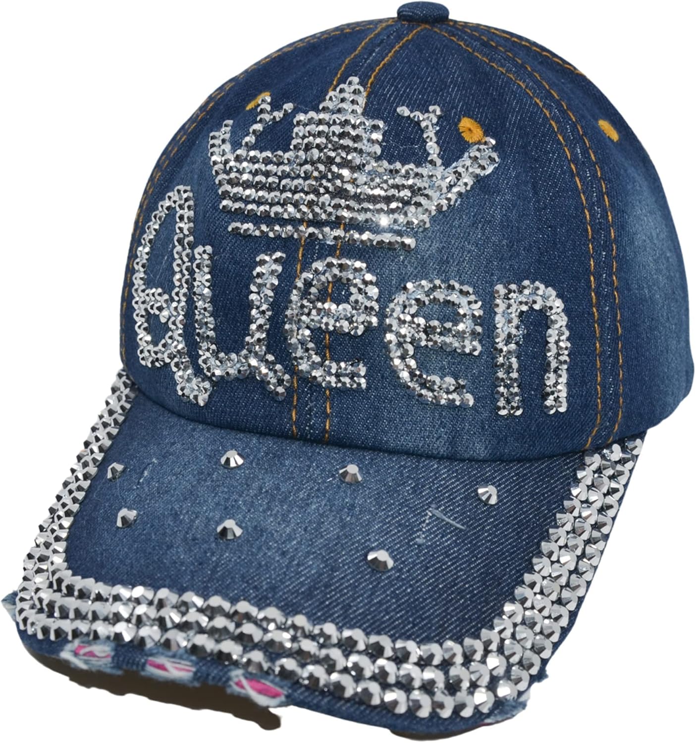 Popfizzy Bedazzled Hat for Women, Rhinestone Denim Hat, Fun Adult Bling Hats, Birthday Gifts for Women, Adjustable, One Size - Image 5