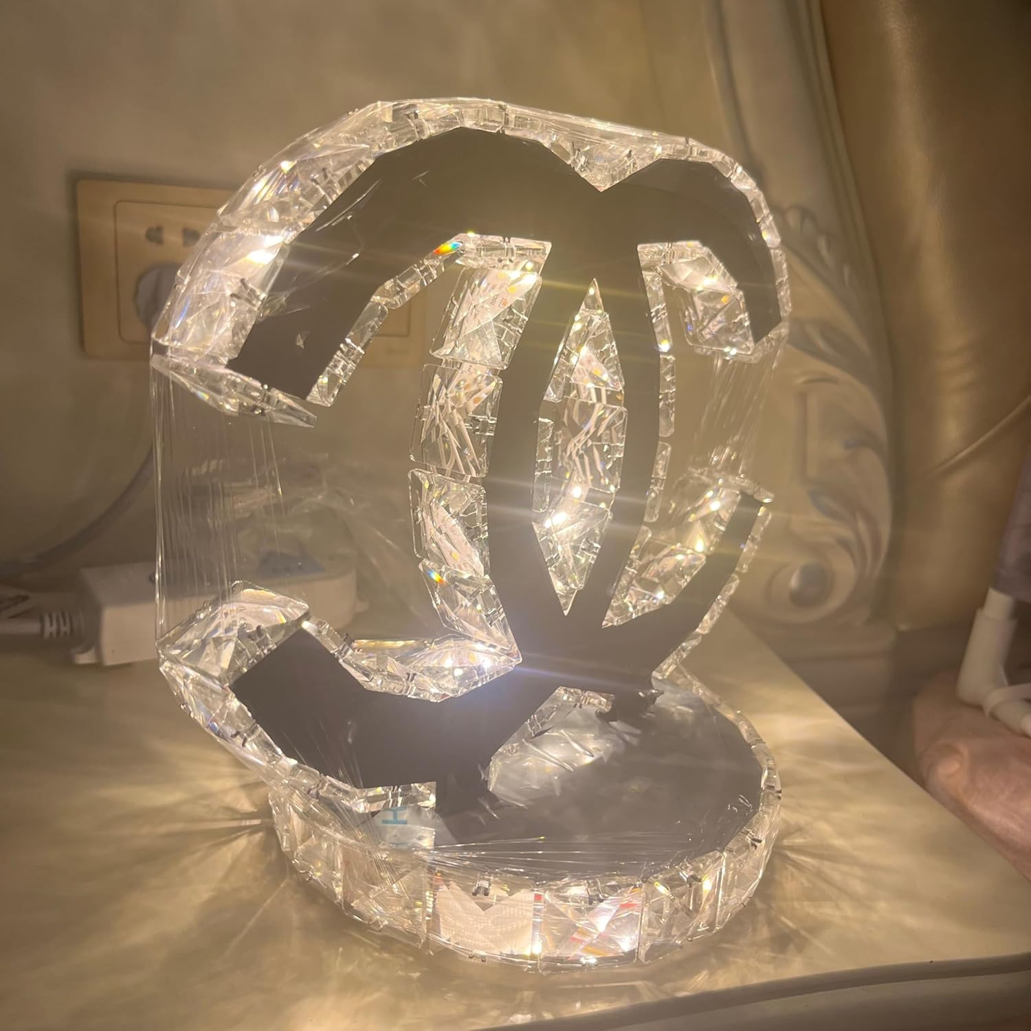 Modern K9 Crystal LED Table Lamp, Mirror Stainless Steel Bedside Lamp Living Room Office Decoration Wedding Desk Light Gift Lighting Table Lights Night Light (Cold Lighting)