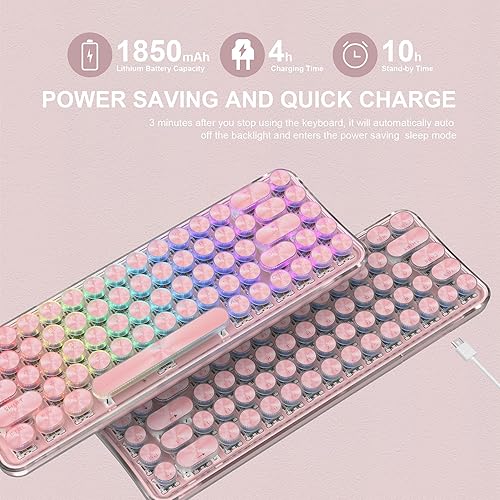 Miniatura 3 de XVX K680 Typewriter Style Wireless Mechanical Keyboard Bluetooth24GWired Tri-Mode 65 Compact Gaming Mechanical Keyboard with RGB Backlit Retor