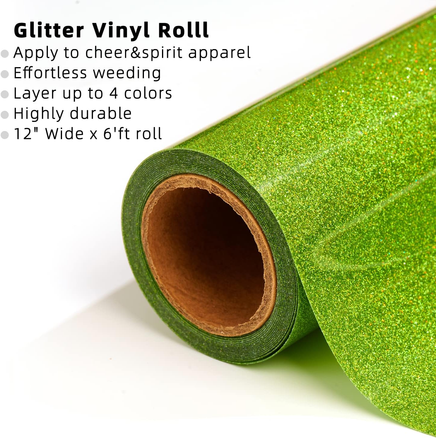Fruit Green Glitter HTV Roll -12" x6ft Iron on Heat Transfer Vinyl for DIY Shirts Gifts image 2