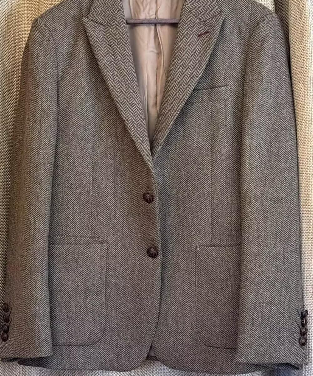 Mens Tweed Blazer Two Button Retro Herringbone Casual Sport Coat for Men Business Wedding Homecoming Prom Jackets