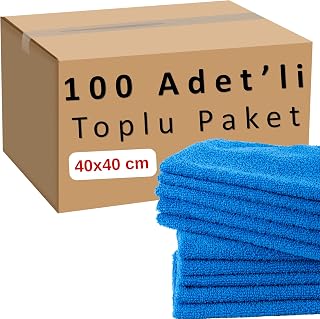 100-Adet Toptan Mikrofiber Bez Seti Mavi Renk, 40x40 cm 160 Gsm Emici Tüylenmez Çabuk Kurur Mikrofiber Temizlik Kuruluma Bezi, Toptan Toplu Mikro Fiber Bez Mikrofiber Havlu