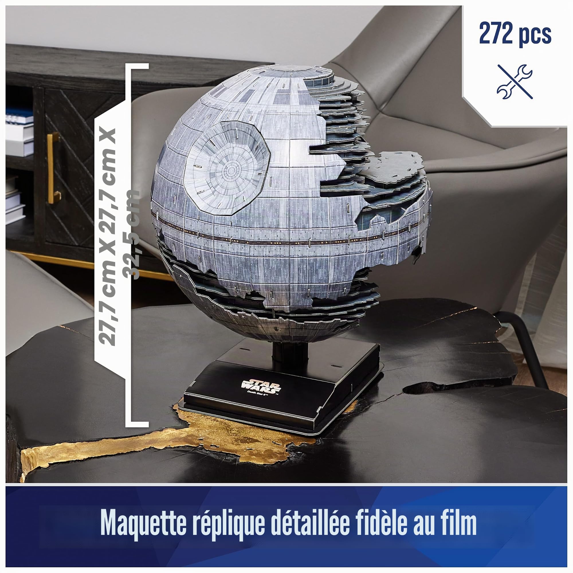 4D Build, Kit de maquette de carton Star Wars Star de la Mort II, 272 pièces | Jouets Star Wars pour la décoration de bureau pour adultes et enfants à partir de 12 ans