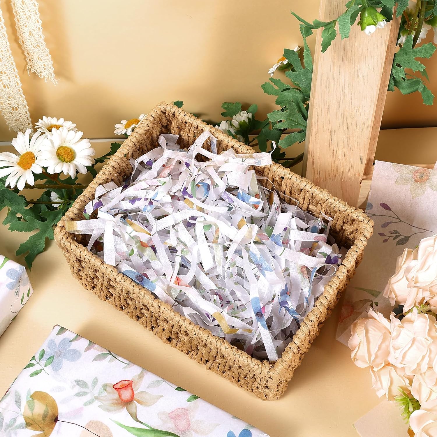 Ywdbzjhs 100 Sheets Floral Tissue Paper Colorful Wildflower Tissue for Gift Bags Watercolor Floral Printed Gift Wrapping Paper for Spring Wedding Art Craft Birthday Baby Shower Supplies, 20 x 14 Inch image 4
