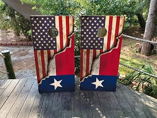 Waterproof & Non-Fading: Kyle’s Cornhole Wraps - Texas Flag and USA Flag (Set of 2) – Laminated and Regulation 2x4 Size