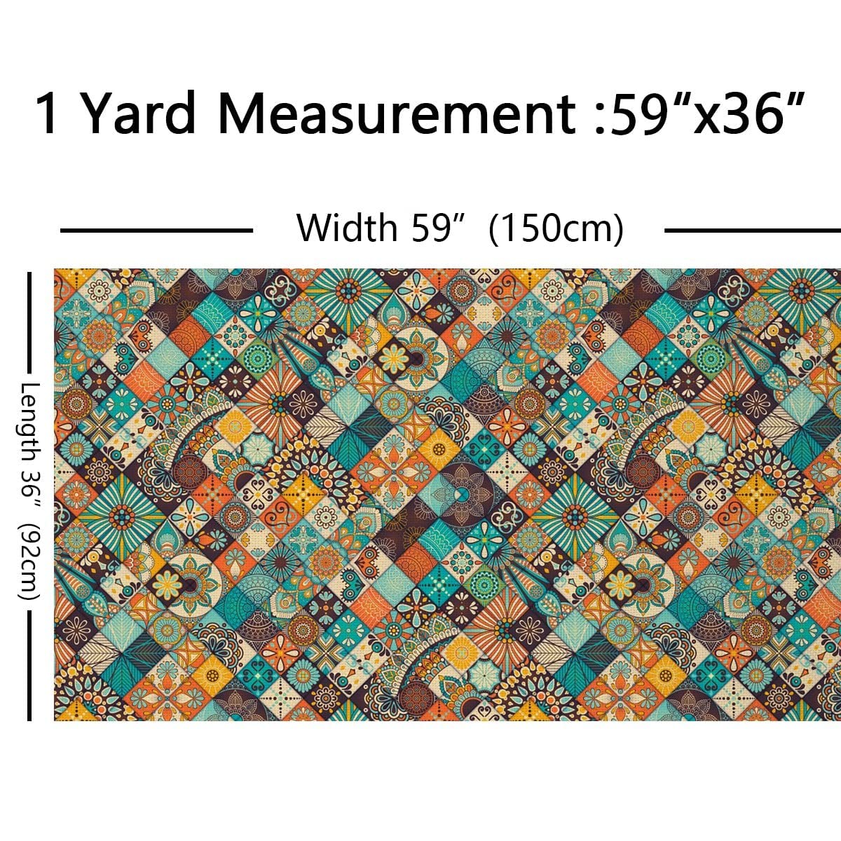 Boho Plaid Fabric by The Yard, Vintage Indian Mandala Upholstery, Exotic Style Grid Outdoor Fabric - Image 2