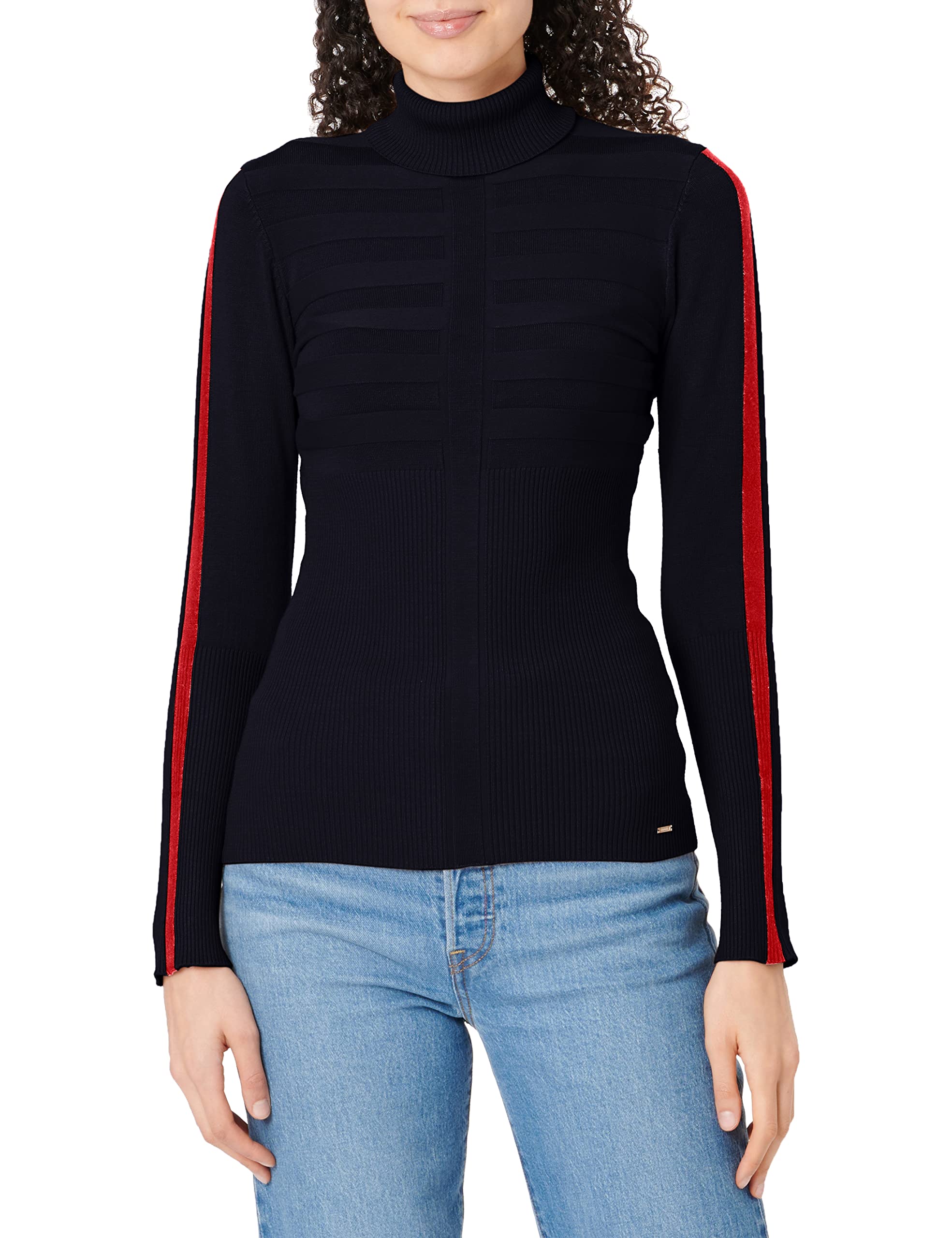 Morgan 182-Mentoi.n Woman Pullover Sweater, Marine/Rouge, XS
