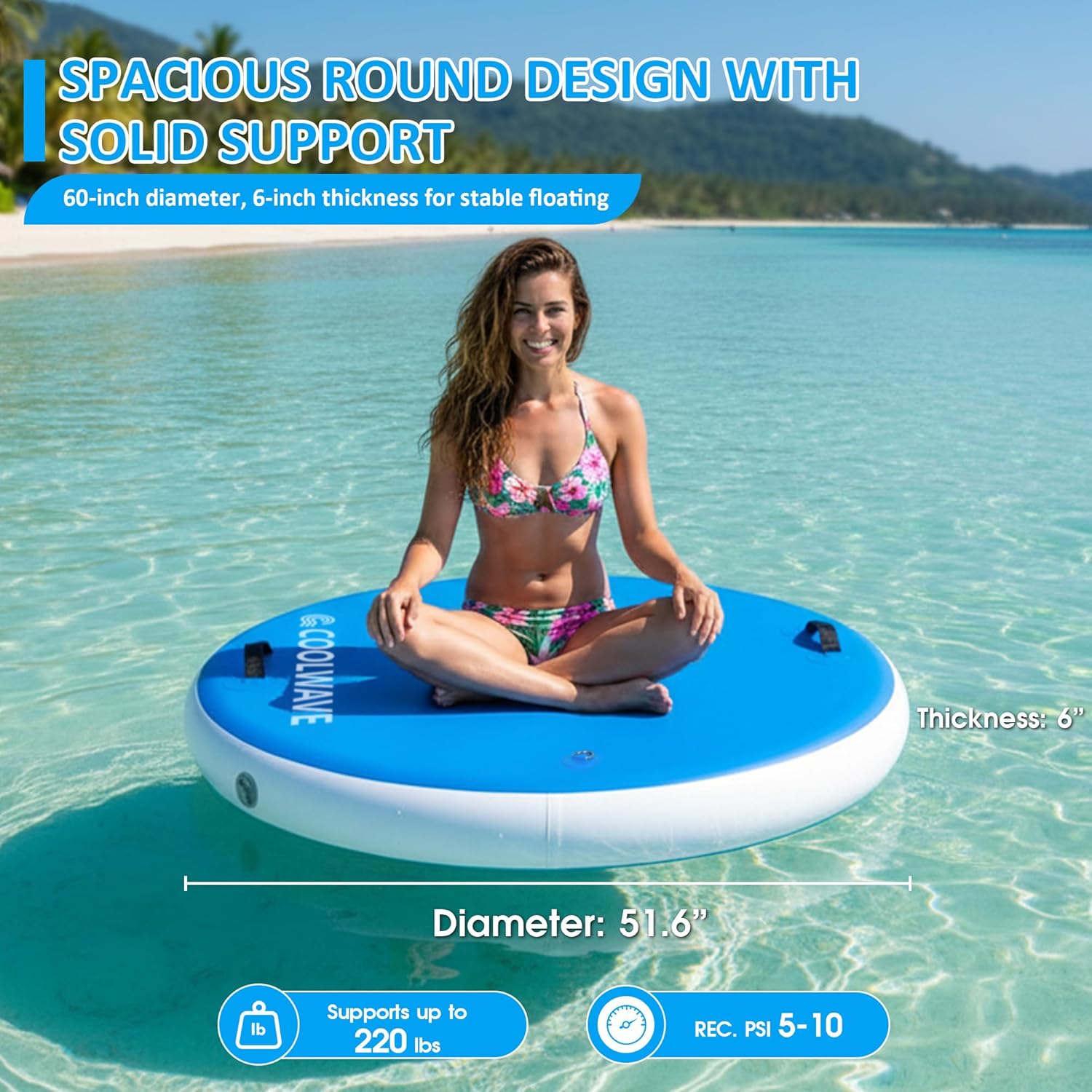 COOLWAVE Inflatable Floating Dock with Mesh, Inflatable Water Hammock Floating Dock for Pool Lake Beach, Heavy Duty Lake Floats for Adults and Pets, Inflatable Dock Floating Platform with Dog Ramp