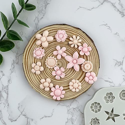 Miniatura 2 de Flower Polymer Clay Molds, 1Pcs Polymer Clay Molds for Jewelry Making, Daisy Sunflower Miniature Silicone Molds,Polymer Clay Molds for Polymer Clay