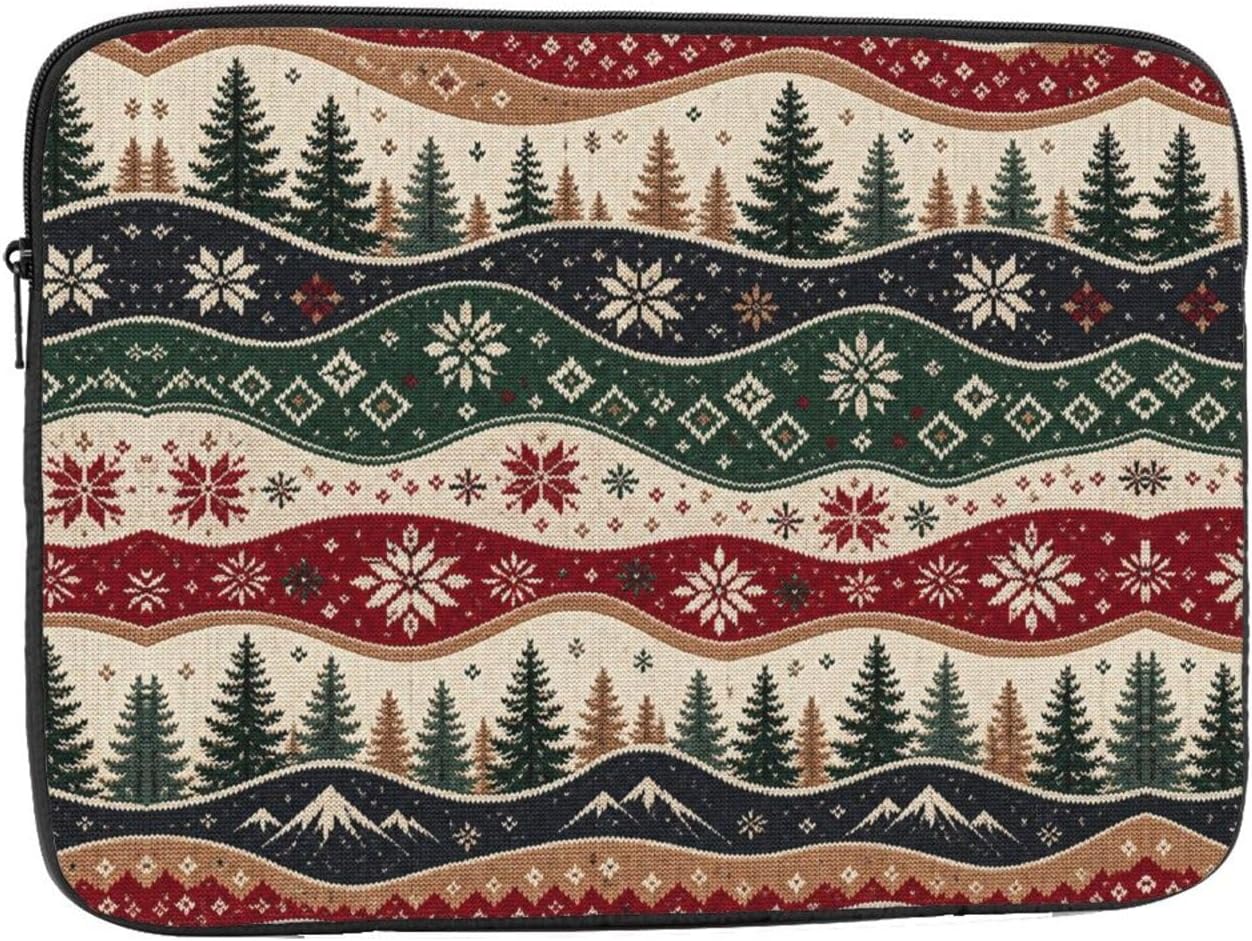 Nordic Pine Waves Print Laptop Sleeve Case