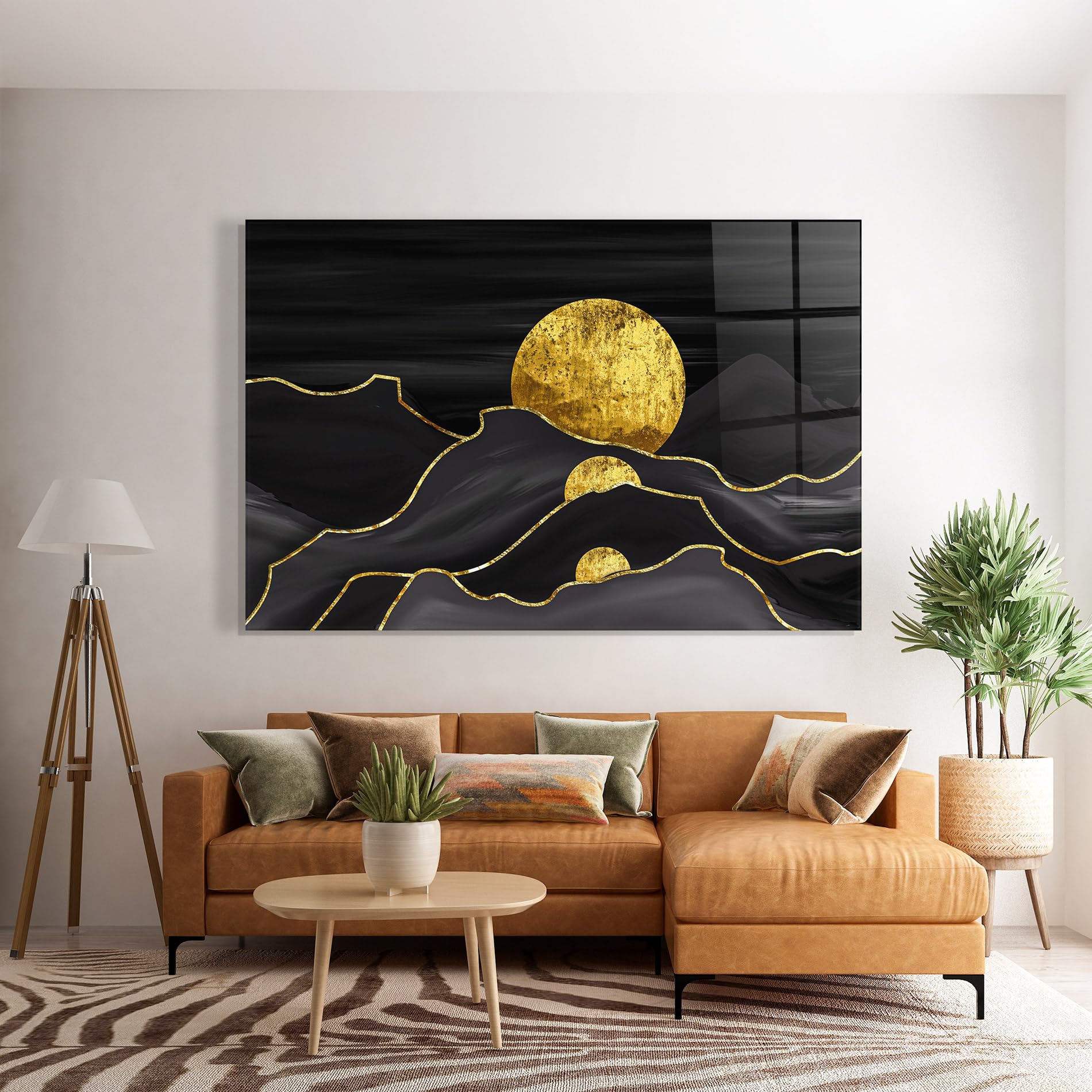 ARTHUB® Moderne impression sur verre 60x100 cm, 4mm verre trempé | Tableau en verre salon et chambre, Décoration murale moderne, Décoration intérieure, paysages, Black Moutains