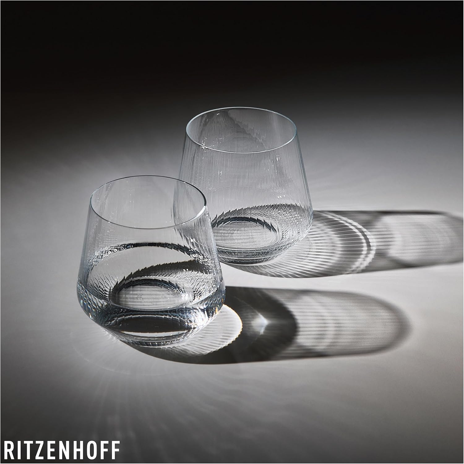 RITZENHOFF 6281002 Water Glass 410 ml, Sonnenschliff Series, Set of 6 Drinking Glasses with Relief, Gift Set, Made in Germany