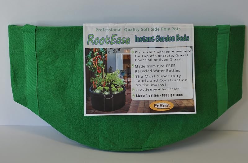 RootEase Garden Planting Aeration Fabric Container, Heavy Duty Durable Fabric Grow Pots, Perfect Harvest Planter, Raised Bed, Best Root Treatment Eco-Friendly Grow Bags (5 Gallon, Green)