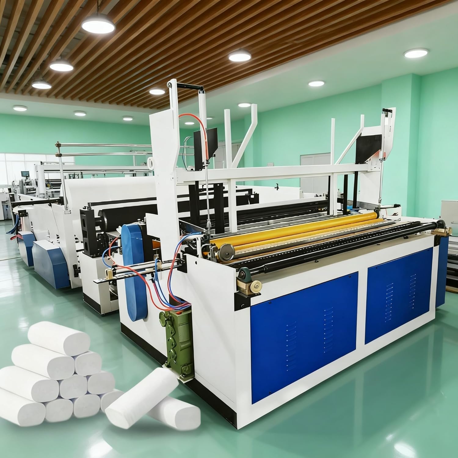 Automatic and Semi Automatic Toilet Paper Manufacturing Machine, Commercial Tissue Roll Production Line System with Embossing Rewinding and Cutting Functions for Industrial Use Customizable Design