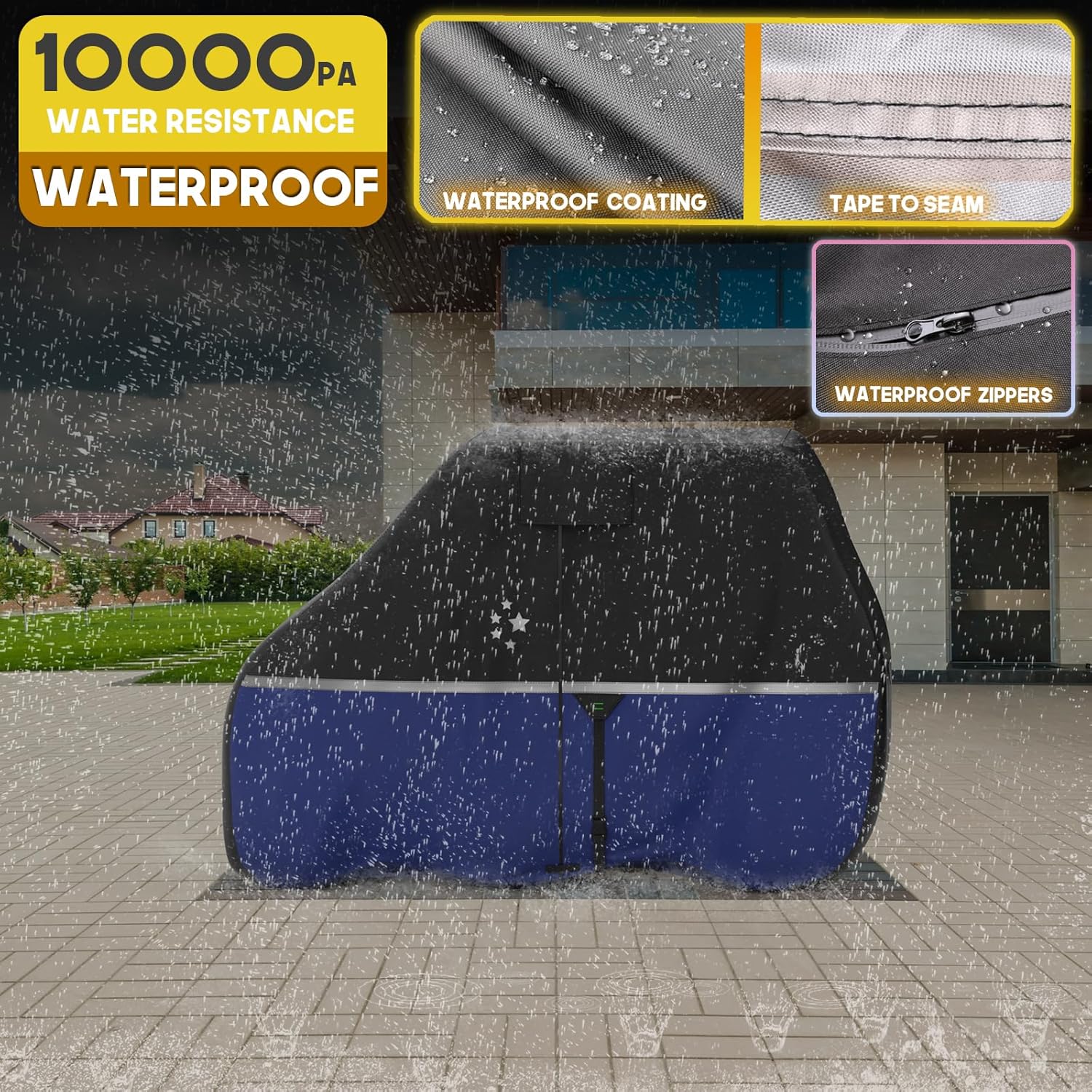 Waterproof Golf Cart Cover, Heavy Duty Marine Grade Fabric, Universal Fits for Most Brand 2/2+2/4+2 Passengers Yamaha, Honda, Club Car, EZGO Golf Cart