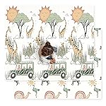 JumpOff Jo Baby Play Mat - Large Folding Foam Play Mat for Infants, Babies, Toddlers, Waterproof, Double-Sided (70 x 59) - Safari