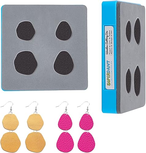 SUPERDANT Aretes irregulares de madera troquelados con 2 estilos de círculos de cuero, troqueles de cuero para hacer aretes colgantes para mujer,