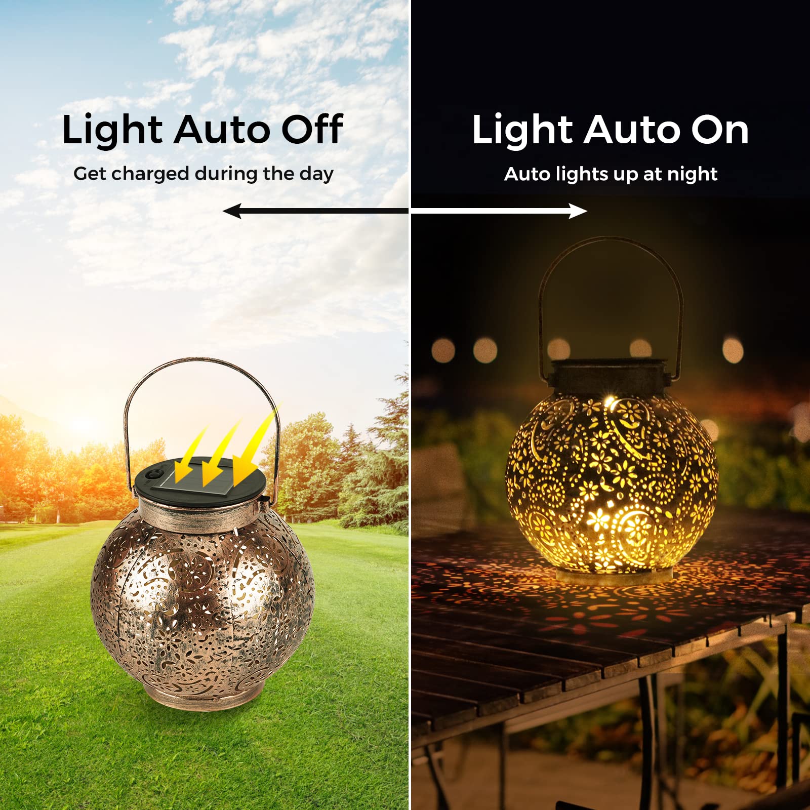 OUILA Solarlaterne für AuÃŸen, 2 Stück Solarlampen Balkon Deko, Outdoor IP65 Wasserdicht Gartendeko für DrauÃŸen, LED Vintage Laterne Hängend für Veranda, Garten Dekorationen Terrasse Rasen Hof G
