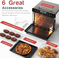 Karienvir 36L Digitális Mini Sütő 1800W - Légkeveréses Hőlégkeverős Sütő Időzítővel, 100-230°C, Olajmentes Sütés, 7 Kiegészítővel 5