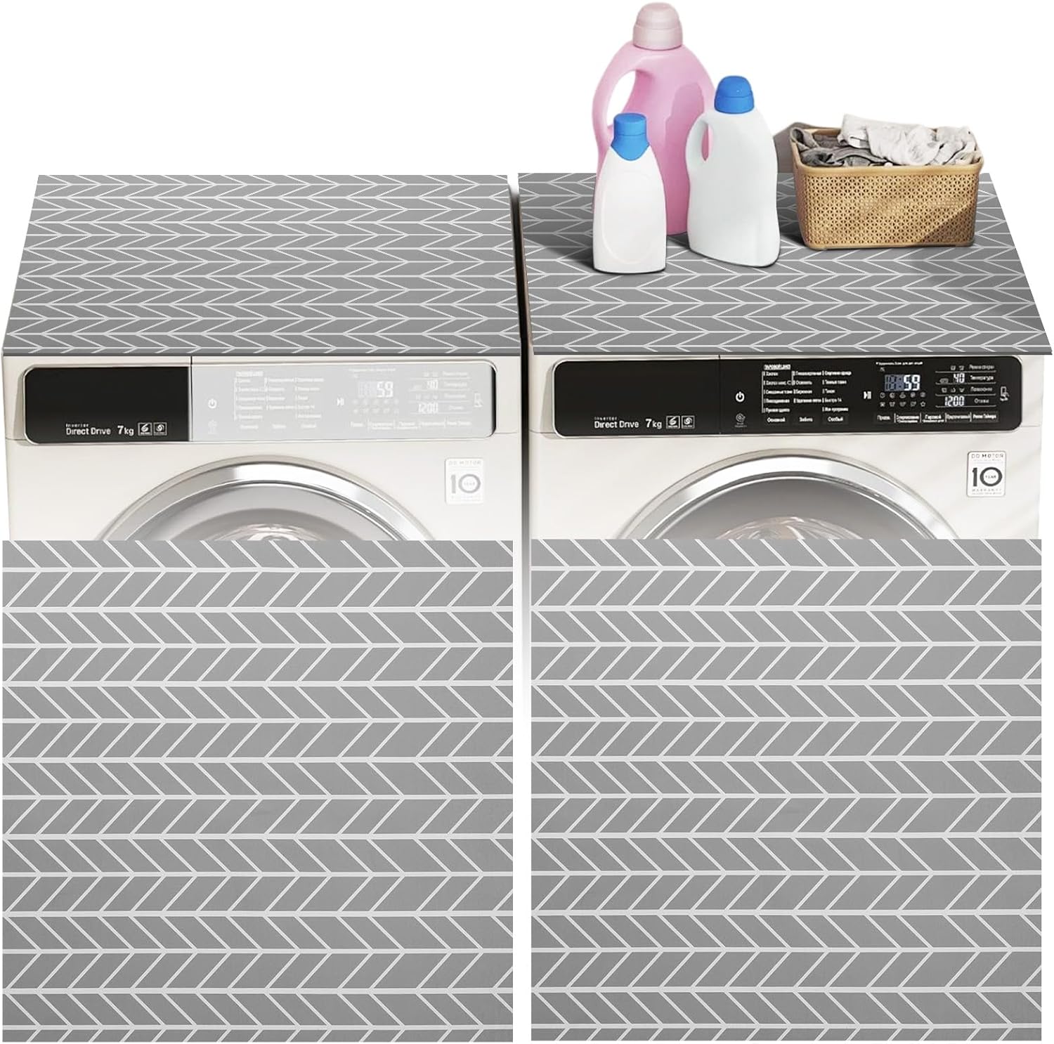 2 Pcs Washer and Dryer Covers, 27 x 27 Inches Silicone Prime Protector M…
