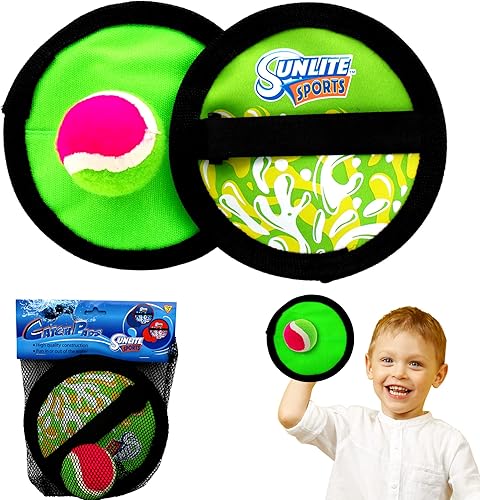 Sunlite Sports Catch Pads Toss and Catch Ball Game Set, Includes 2 Hand Pads and 1 Ball, Backyard Pool Beach Outdoor Indoor Play, Easy Throw and