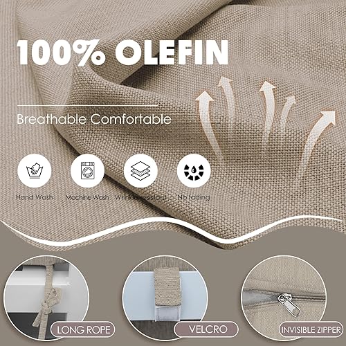 Miniatura 3 de NICESOUL 14 fundas de cojín de repuesto para patio al aire libre, 28 x 28 pulgadas, resistente al agua, con cremallera, fundas de cojín para