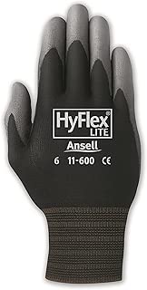 Ansell HyFlex 11-600 Nylon Polyurethane Glove, Gray Polyurethane Coating, Knit Wrist Cuff, Medium, Size 8 (Pack of 12 Pairs) - coolthings.us