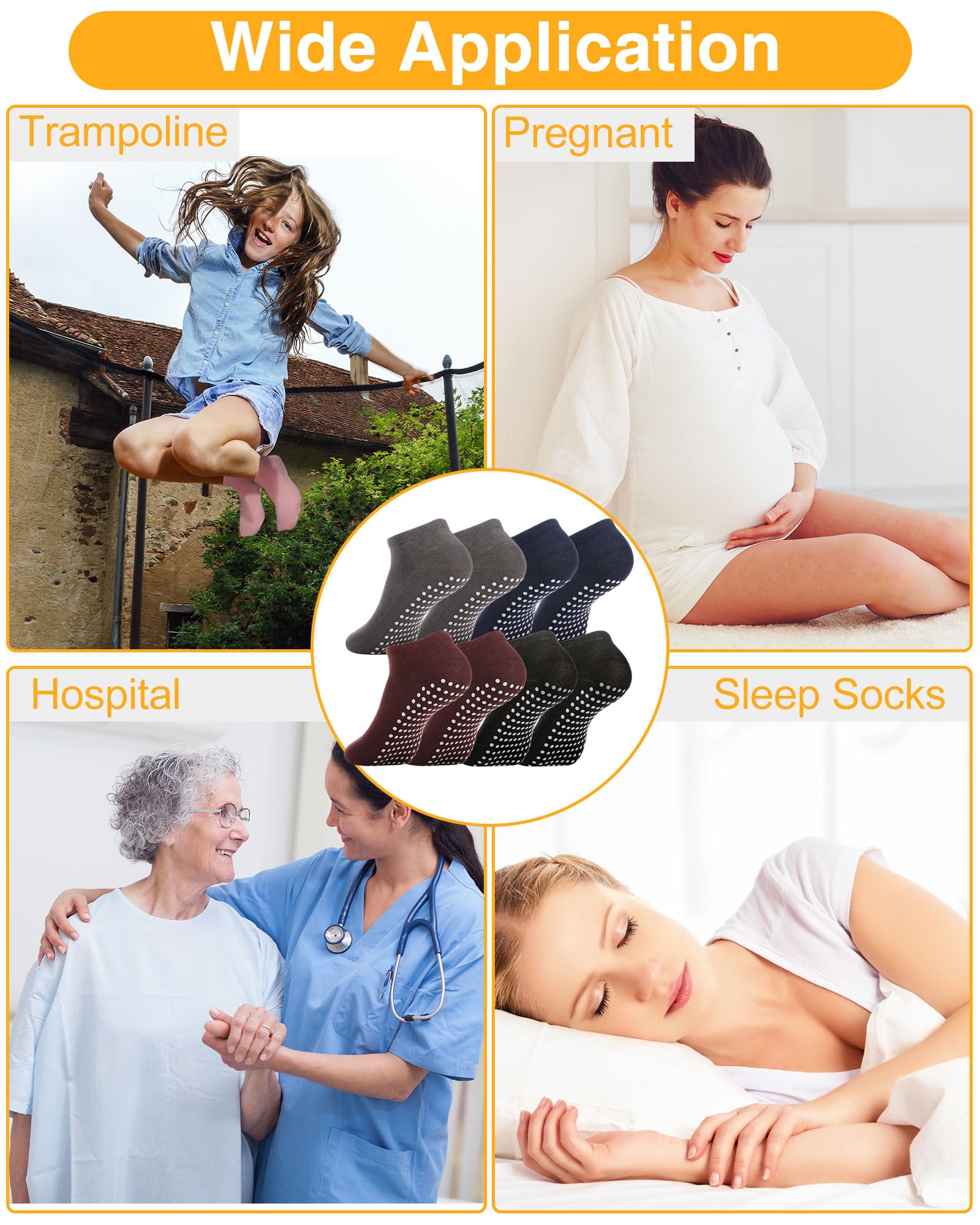 Chuarry 60 pares de calcetines antideslizantes para yoga, pilates, a granel, antideslizantes, para mujeres, ancianos, hospitales, (Classic Color), Talla única