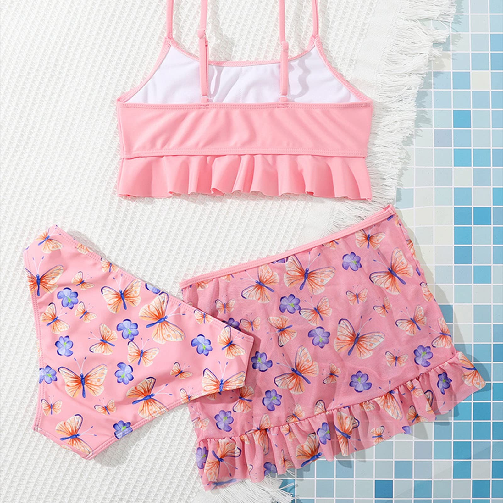 Generisch Trajes de baño para niños pequeños niños bebé niño verano mariposa impresión pantalones cortos secado rápido playa bañadores 3 piezas traje de baño ropa