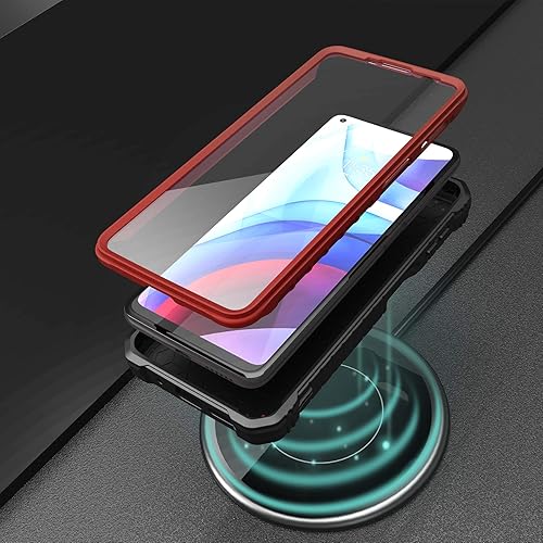 Miniatura 7 de ExoGuard Funda para Moto G Power 2021, funda de goma a prueba de golpes de cuerpo completo, protector de pantalla integrado y soporte (rojo)