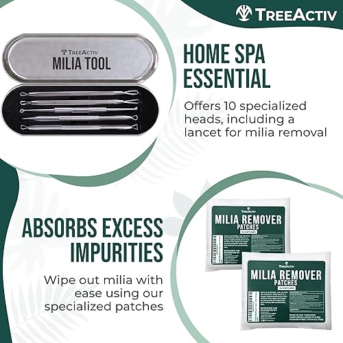 Miniatura 4 de TreeActiv Milia - Kit de herramientas de tratamiento de manchas de 3 artículos, tratamiento de eliminación de milia ocular puro, incluye crema