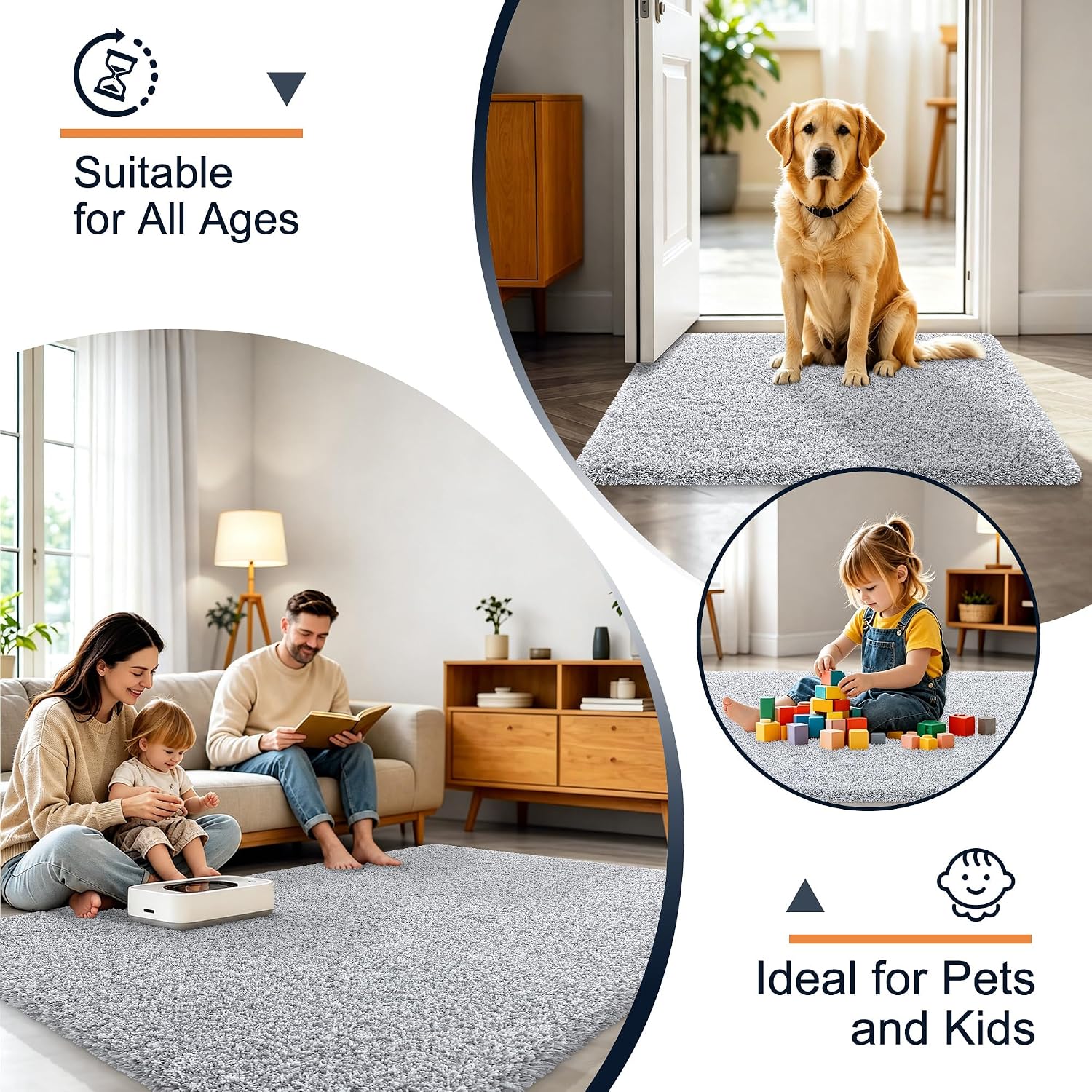 OLANLY Microfiber Bathroom Rugs 30x20, Quick Dry Bath Mat, Grey and White | Ultra Soft, Highly Absorbent Non‑Slip Bath Rugs, Machine Washable Plush Mat for Bathroom Tub, Floor, Home Decor Accessories
